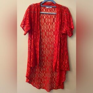Crazy Train Red Lace Kimono/burnout